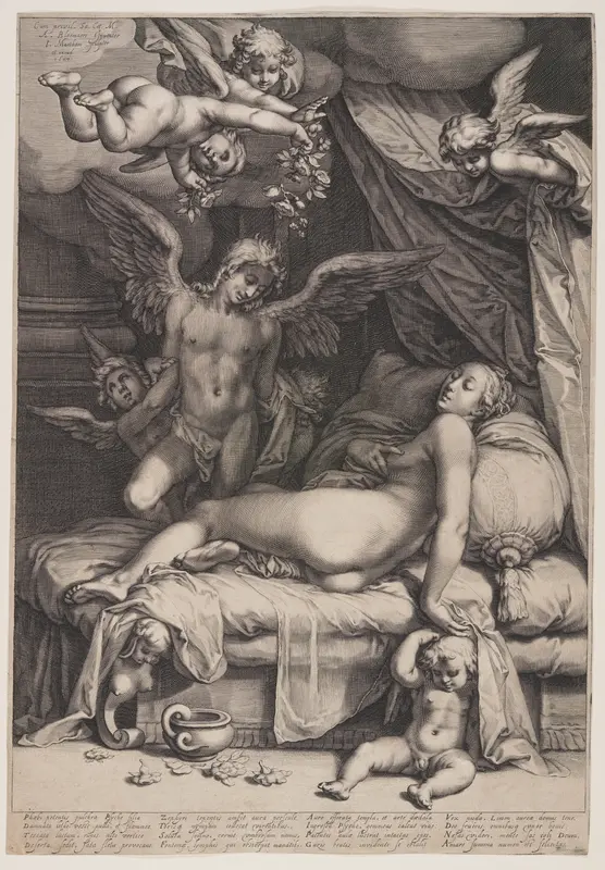 Cupid and Psyche Wall Art by Jacob Matham - High-Resolution Digital Print
