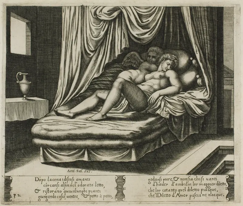 Cupid and Psyche Together in the Nuptial Bed