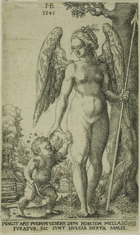 Cupid Bringing and Honeycomb to Venus Wall Art by Hans Brosamer - High-Resolution Digital Print
