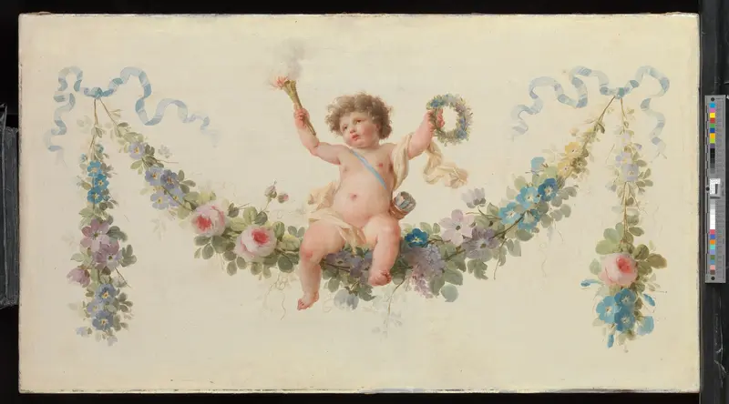Cupid Seated on a Garland Wall Art by Unknown - High-Resolution Digital Print