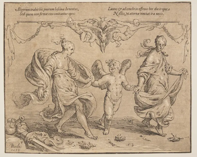 Cupid with Youth and Luxury Wall Art by Paulus Moreelse - High-Resolution Digital Print