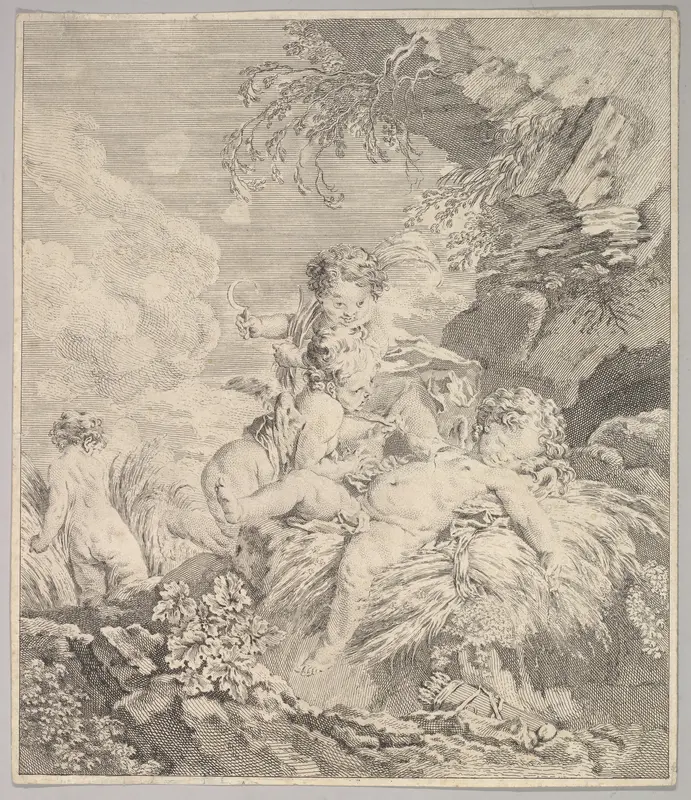 Cupids Tickling Each Other Wall Art by Anonymous, French, 18th century - High-Resolution Digital Print