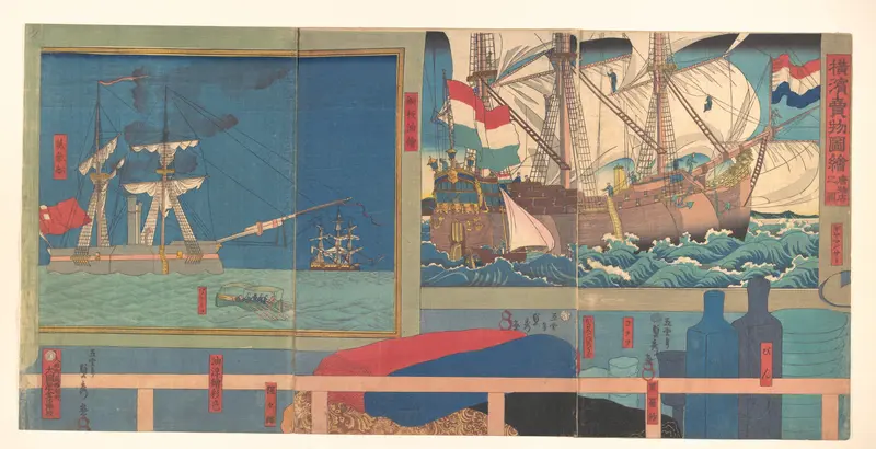 Curio Shop in Yokohama Wall Art by Utagawa (Gountei) Sadahide - High-Resolution Digital Print