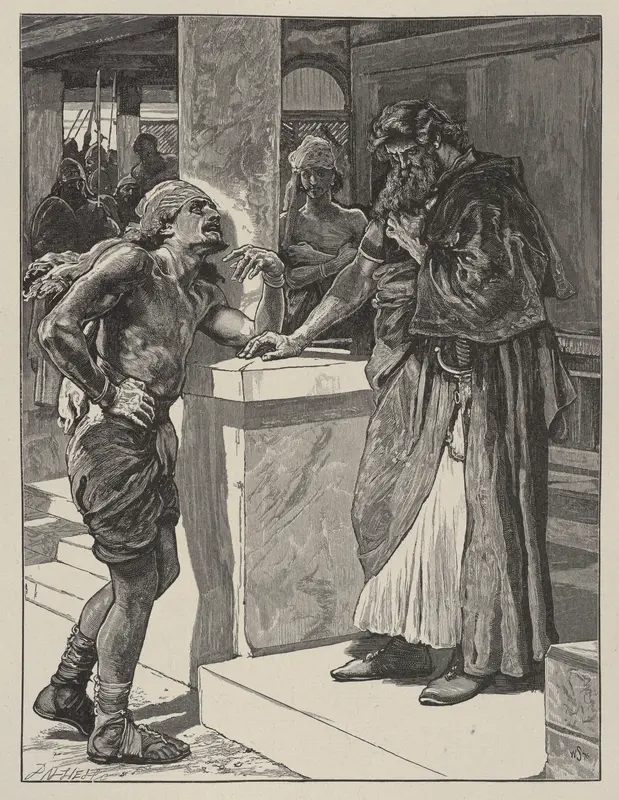 Cushi Brings to David News of the Death of Absalom, from "Dalziels' Bible Gallery" Wall Art by William Small - High-Resolution Digital Print