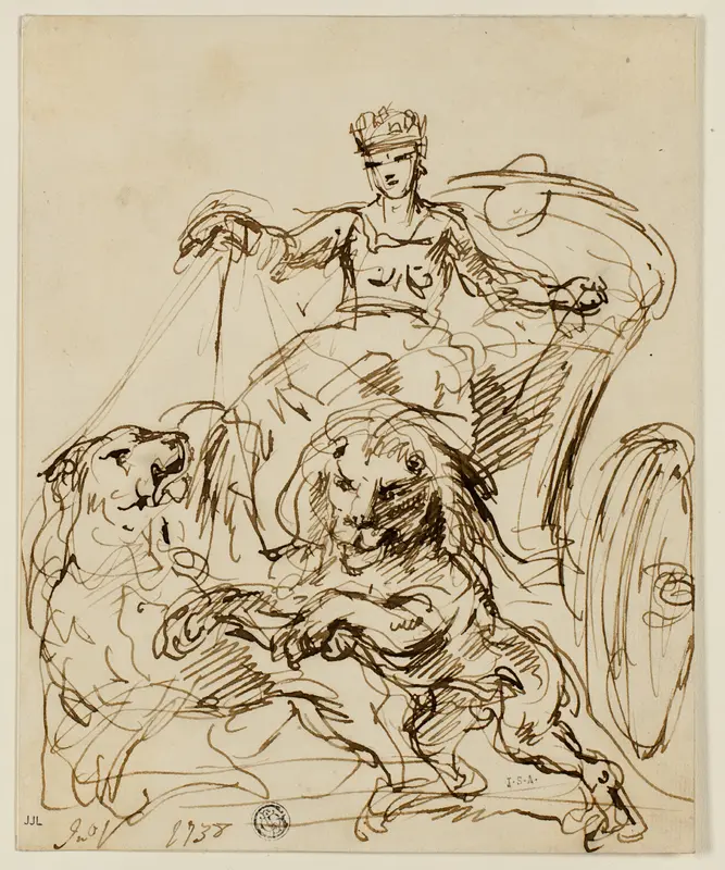 Cybele on Chariot Drawn by Lions Wall Art by John Vanderbank - High-Resolution Digital Print