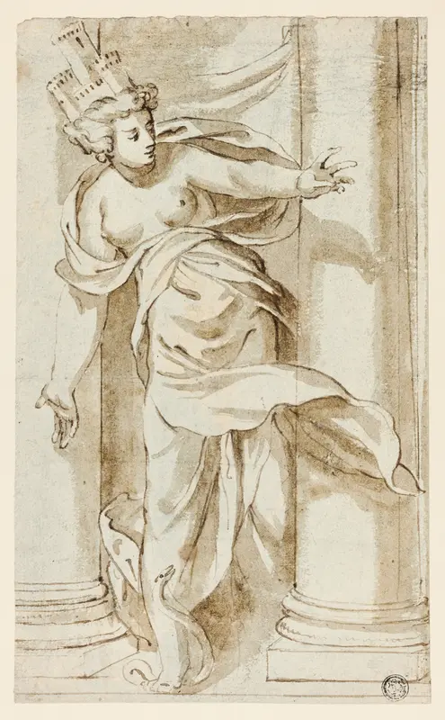 Cybele Stepping on a Serpent Wall Art by Follower of Paolo Farinato - High-Resolution Digital Print