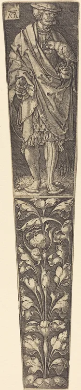 Dagger Sheath with Gentleman Holding a Parrot Wall Art by Heinrich Aldegrever - High-Resolution Digital Print