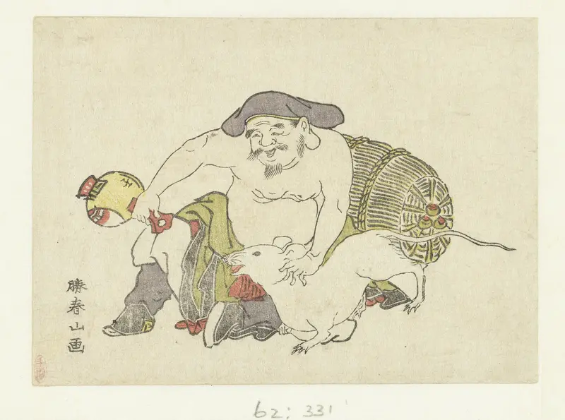 Daikoku and his Rat Wall Art by Unknown - High-Resolution Digital Print