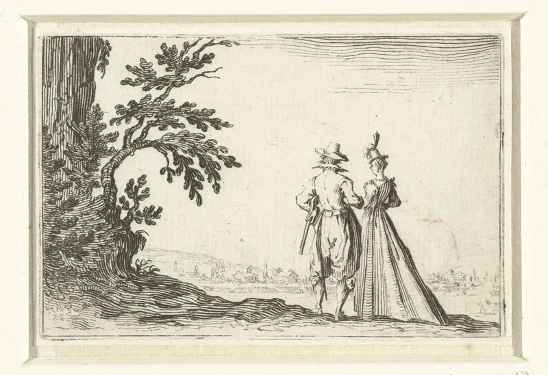 Dame en heer bij een boom Wall Art by Jacques Callot - High-Resolution Digital Print
