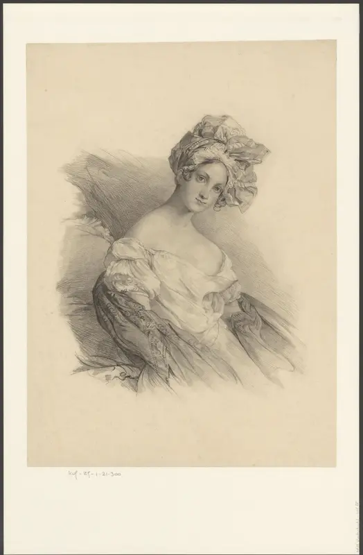 Dame in bed in nachtkleding Wall Art by anonymous - High-Resolution Digital Print