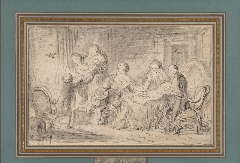 Dame laat zich een ontwerp voorleggen Wall Art by Gabriel Jacques de Saint-Aubin - High-Resolution Digital Print