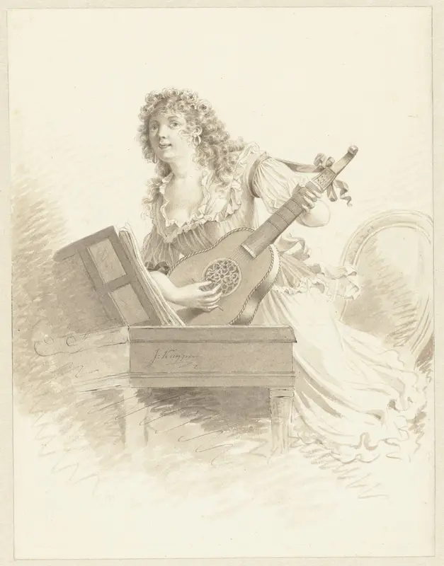 Dame met een gitaar Wall Art by Jacques Kuyper - High-Resolution Digital Print