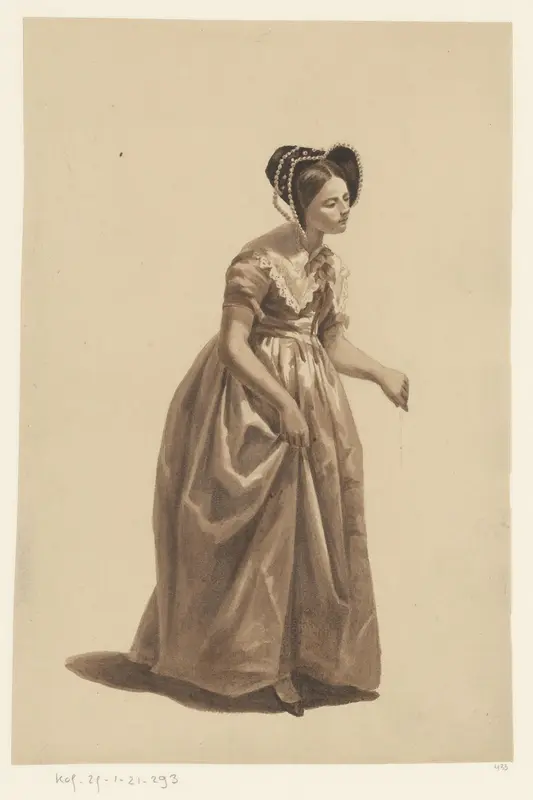 Dame met hoed met parelrand Wall Art by unknown - High-Resolution Digital Print