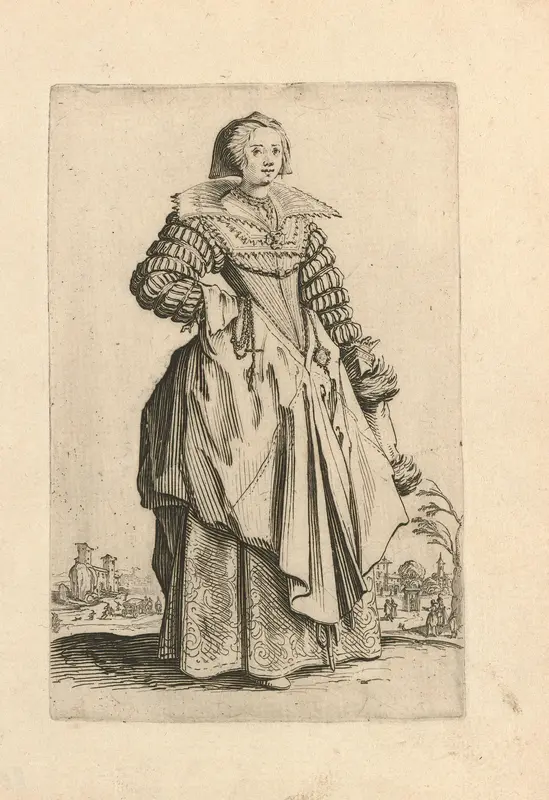 Dame met mutsje, rozenkrans en mof, van voren gezien Wall Art by Unknown - High-Resolution Digital Print