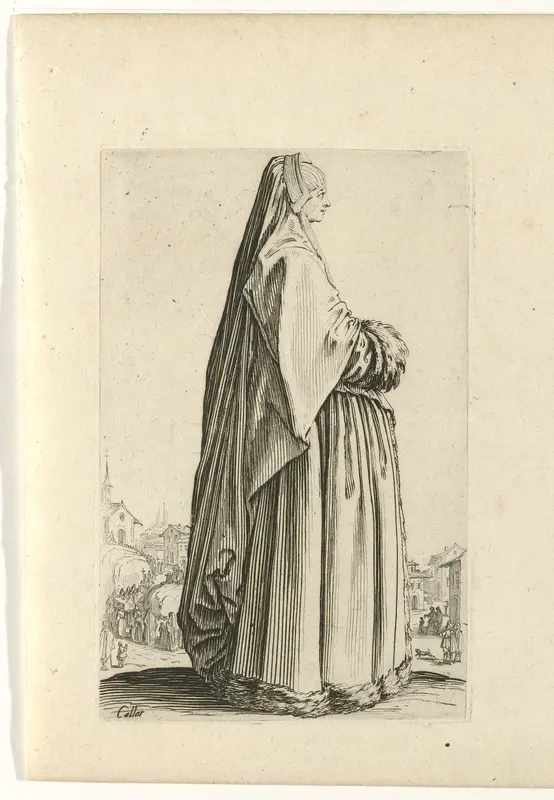 Dame met rouwsluier en mof, naar rechts Wall Art by Unknown - High-Resolution Digital Print