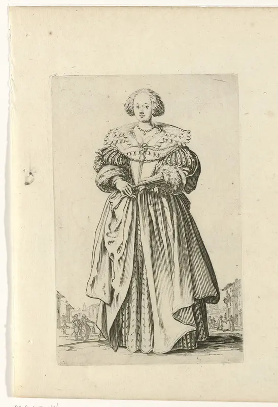 Dame met waaier, van voren gezien, iets naar links gekeerd Wall Art by Unknown - High-Resolution Digital Print