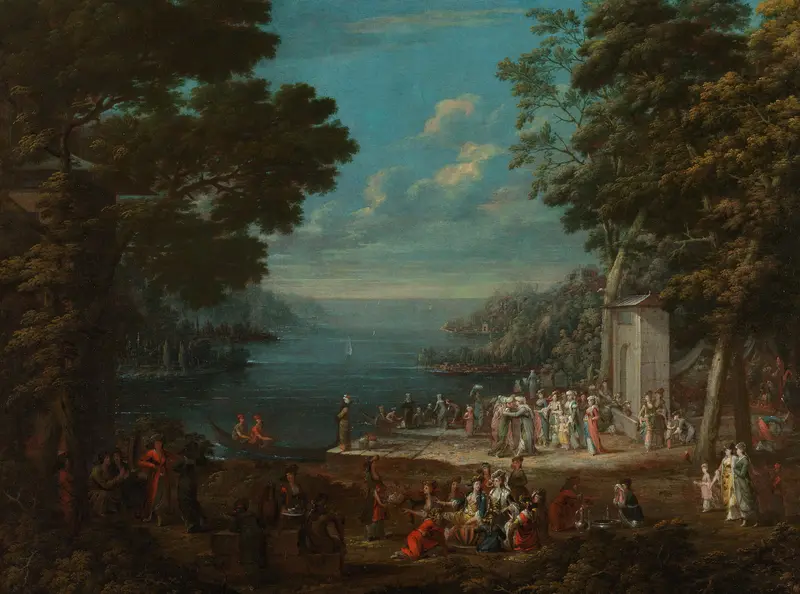 Damesfeest in Hünkâr İskelesi aan de Bosporus Wall Art by Jean Baptiste Vanmour - High-Resolution Digital Print