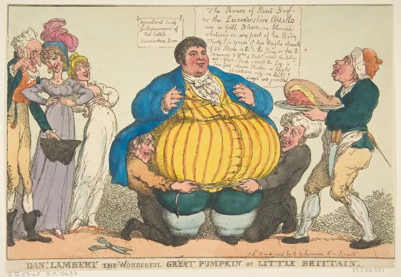 Dan-l. Lambert the Wonderful Great Pumpkin of Little Brittain [sic] Wall Art by Thomas Rowlandson - High-Resolution Digital Print