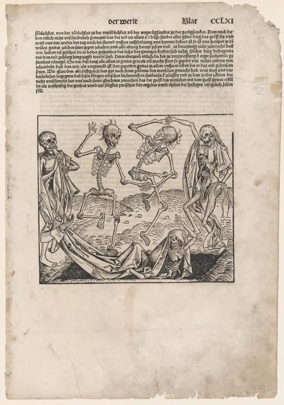 Dance of Death, leaf from "The Nuremberg Chronicle" Wall Art by Michael Wolgemut - High-Resolution Digital Print