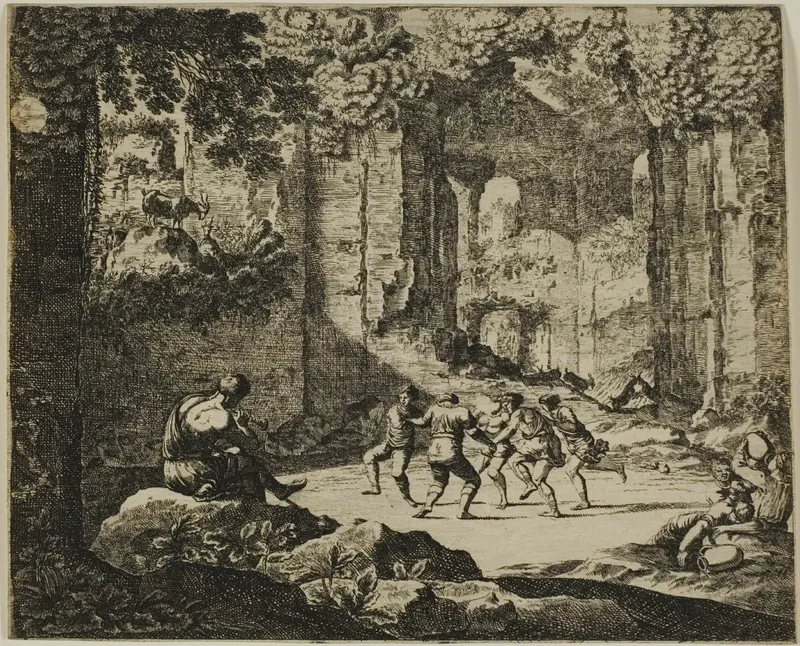 Dance of Shepherds in Antique Ruins Wall Art by Jean Le Pautre - High-Resolution Digital Print