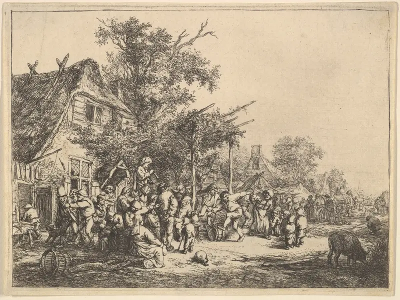 Dance Under the Trellis Wall Art by Adriaen van Ostade - High-Resolution Digital Print