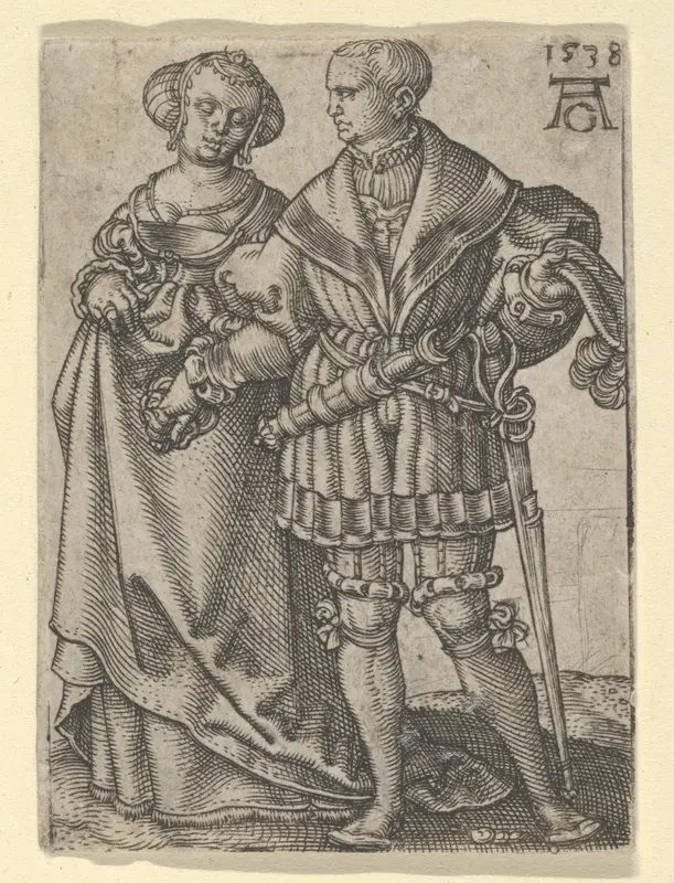 Dancing Couple, from "The Small Wedding Dancers" Wall Art by Heinrich Aldegrever - High-Resolution Digital Print