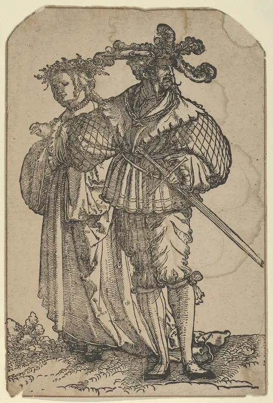 Dancing Couple (I), from The Wedding Dancers (restrike) Wall Art by Hans Schäufelein - High-Resolution Digital Print