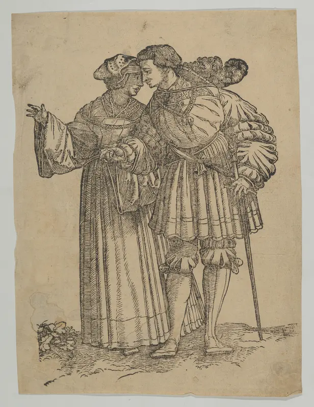 Dancing Couple (IV), from "The Wedding Dancers" Wall Art by Hans Schäufelein - High-Resolution Digital Print