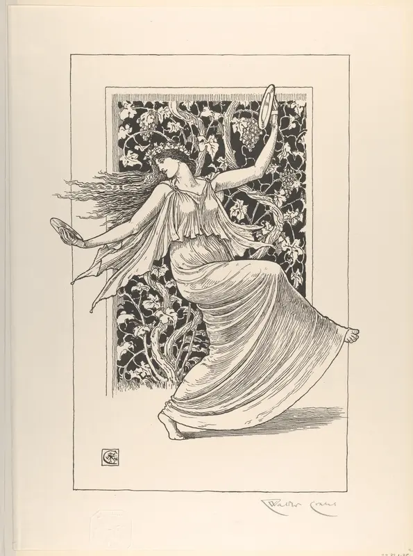 Dancing Nymph (Nymphe Danseuse), from "L'Estampe Originale" Wall Art by Walter Crane - High-Resolution Digital Print