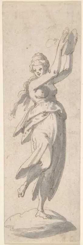 Dancing Woman with Cymbals Wall Art by Anonymous, Italian, 17th century - High-Resolution Digital Print