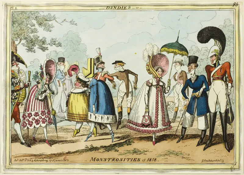 Dandies or Monstrosities of 1818 Wall Art by George Cruikshank - High-Resolution Digital Print
