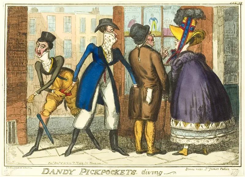 Dandy Pickpockets Diving Wall Art by Isaac Robert Cruikshank - High-Resolution Digital Print