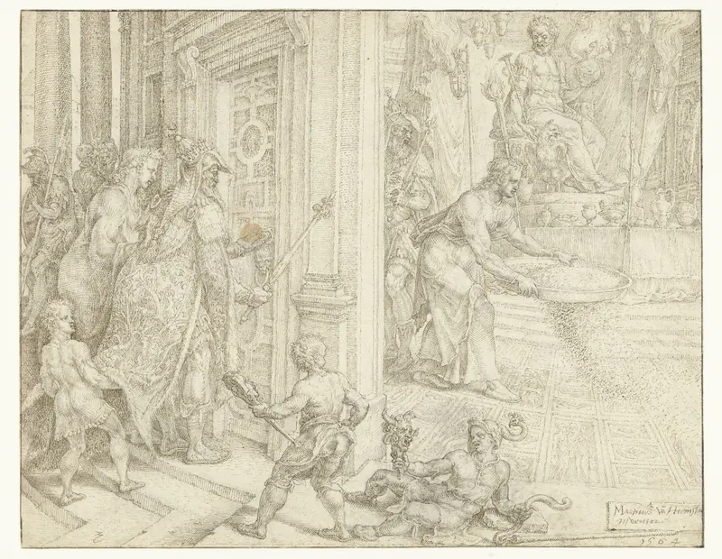 Daniël strooit as op de tempelvloer Wall Art by Maarten van Heemskerck - High-Resolution Digital Print