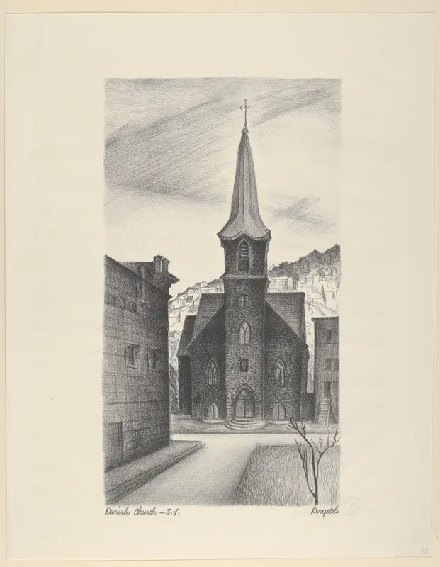 Danish Church, San Francisco Wall Art by Marguerite Redman Dorgeloh - High-Resolution Digital Print