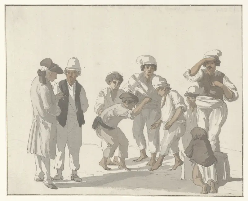 Dans van de jonge mannen op het eiland Ghozo Wall Art by Louis Ducros - High-Resolution Digital Print
