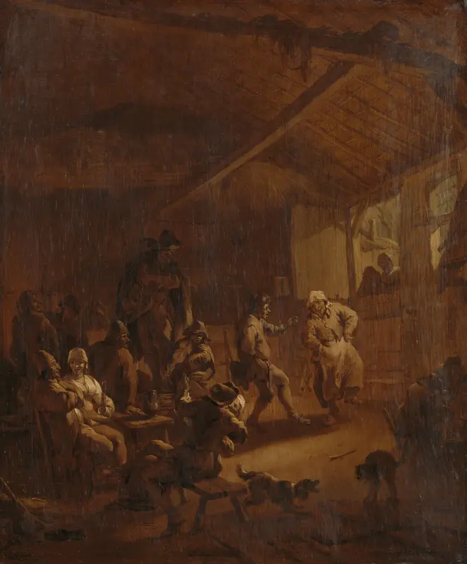 Dansende boeren in een schuur Wall Art by Nicolaes Pietersz Berchem - High-Resolution Digital Print