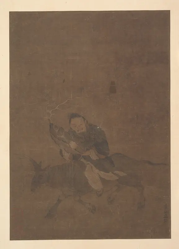 Daoist Riding Horned Animal Wall Art by Tong Rênyi - High-Resolution Digital Print