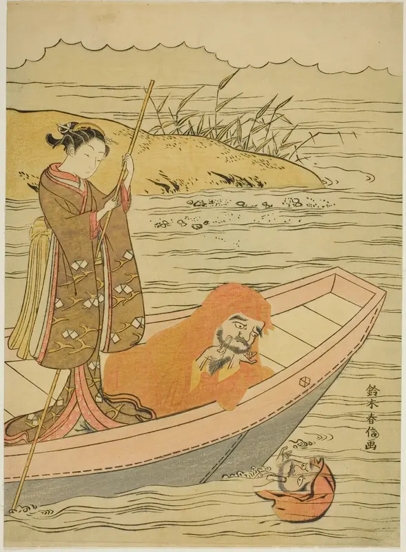 Daruma looking at his reflection Wall Art by Suzuki Harunobu - High-Resolution Digital Print
