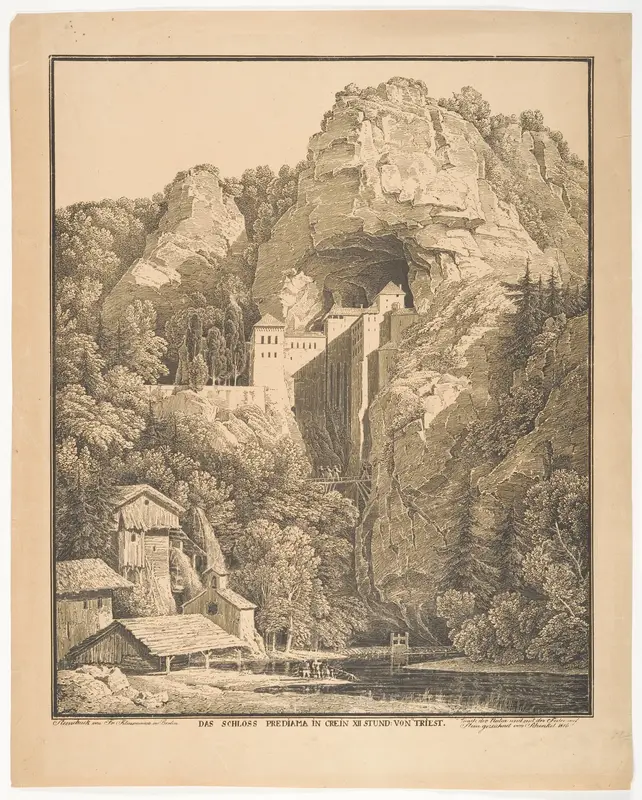 Das Schloss Prediama in Crein XII Stund: von Triest Wall Art by Karl Friedrich Schinkel - High-Resolution Digital Print