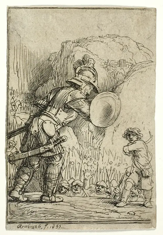 David and Goliath Wall Art by Rembrandt van Rijn - High-Resolution Digital Print