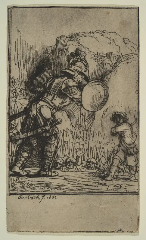 David and Goliath Wall Art by Rembrandt (Rembrandt van Rijn) - High-Resolution Digital Print