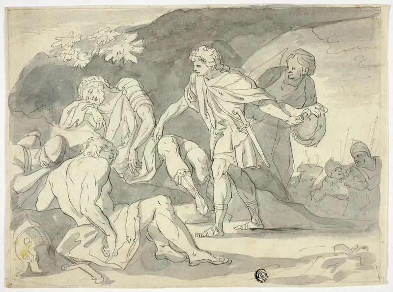 David Cutting Off Skirt of Saul's Robe Wall Art by Unknown - High-Resolution Digital Print