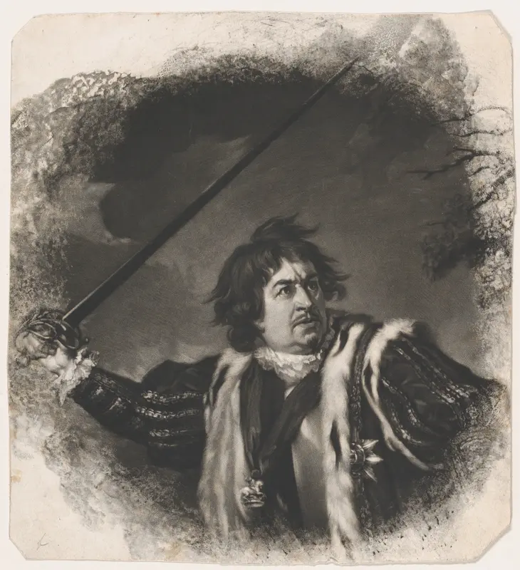 David Garrick as Richard III (Shakespeare, King Richard III, Act 5, Scene 8) Wall Art by Samuel William Reynolds, the elder - High-Resolution Digital Print