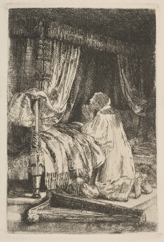 David in Prayer (facsimile) Wall Art by Rembrandt (Rembrandt van Rijn) - High-Resolution Digital Print