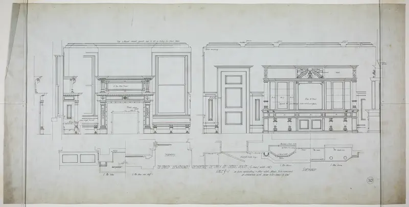 David Lewinsohn House, Chicago, Illinois, Dining Room Elevations and Details Wall Art by Fritz Frederick L. Foltz - High-Resolution Digital Print