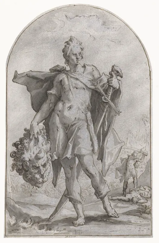David met het hoofd van Goliath Wall Art by Hendrick Goltzius - High-Resolution Digital Print