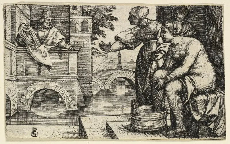 David Observing Bathsheba Wall Art by Georg Pencz - High-Resolution Digital Print