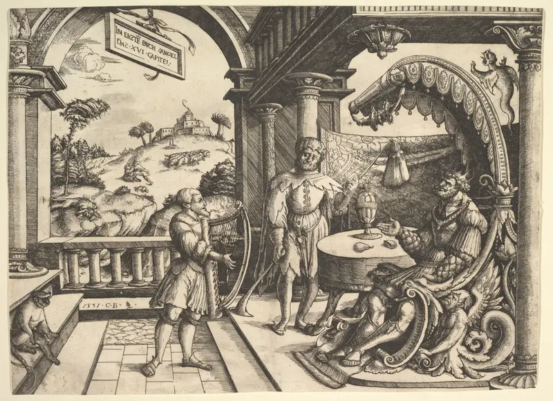 David playing the harp before Saul Wall Art by Christoph Bockstorffer - High-Resolution Digital Print