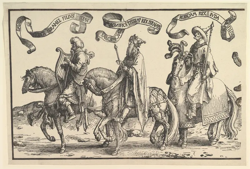 David, Solomon, Rehoboam, from The Twelve Kings of Israel Wall Art by Lucas van Leyden - High-Resolution Digital Print