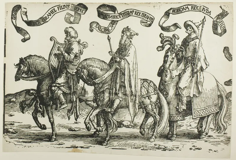 David, Solomon, Rehoboam, plate one, from The Twelve Kings of Israel
